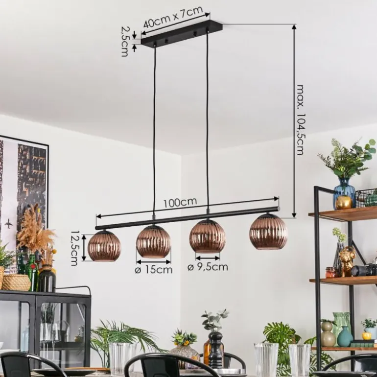 Koyoto Suspension, Boule lumineuse, Suspension Cuivré, 4 lumières