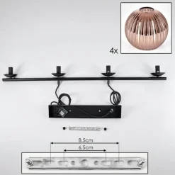Koyoto Suspension, Boule lumineuse, Suspension Cuivré, 4 lumières