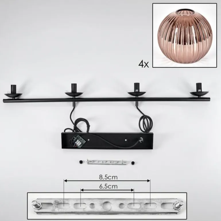 Koyoto Suspension, Boule lumineuse, Suspension Cuivré, 4 lumières