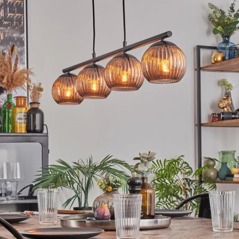 Koyoto Suspension, Boule lumineuse, Suspension Cuivré, 4 lumières