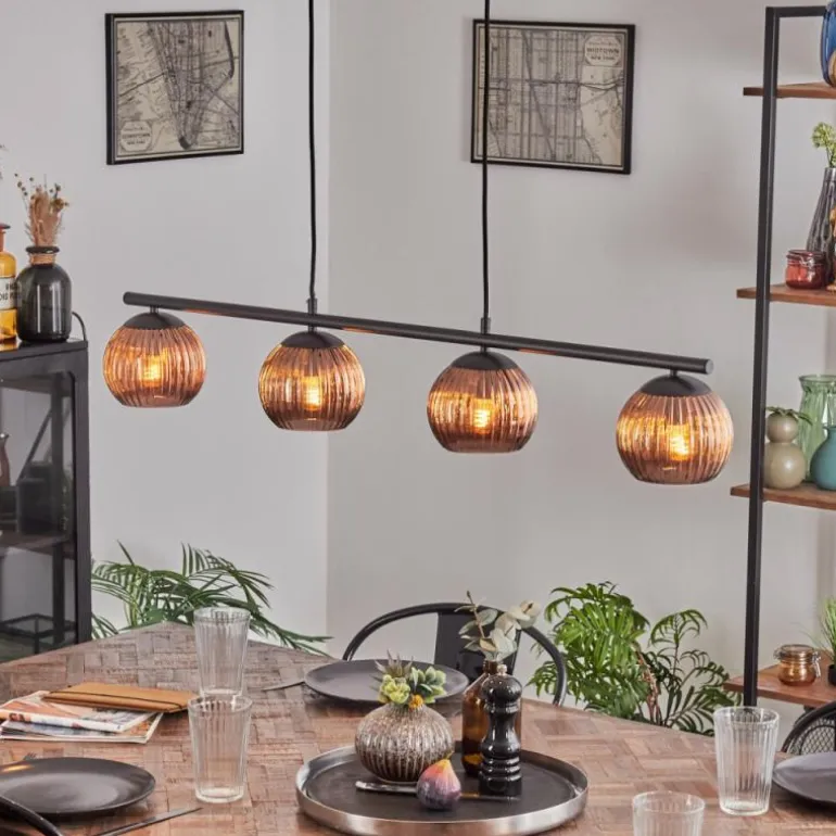 Koyoto Suspension, Boule lumineuse, Suspension Cuivré, 4 lumières