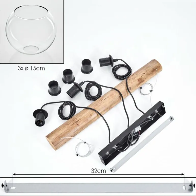 Koyoto Suspension, Boule lumineuse, Suspension Écru, Noir, 3 lumières