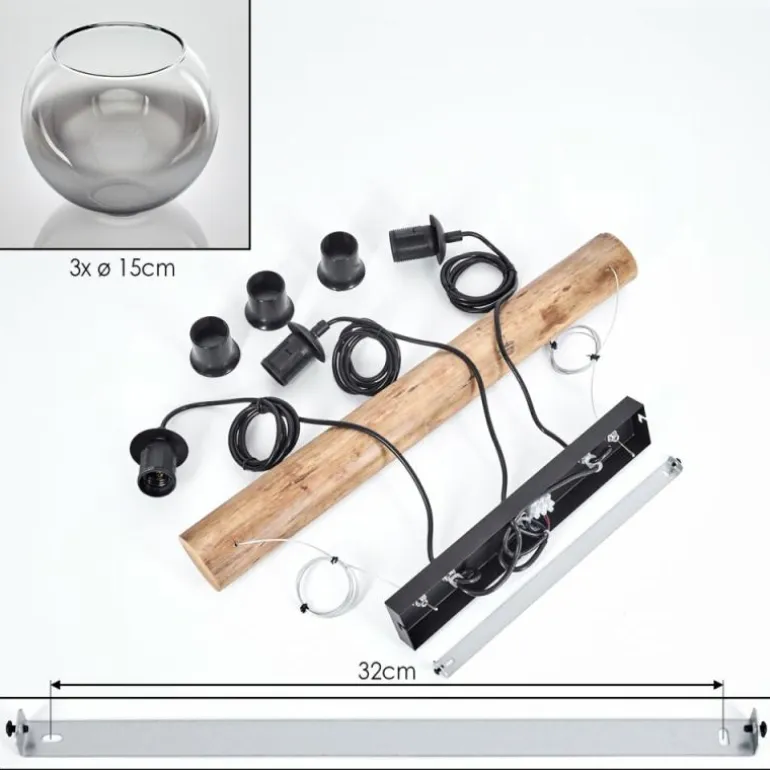 Koyoto Suspension, Boule lumineuse, Suspension Écru, Noir, 3 lumières