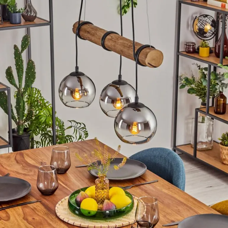 Koyoto Suspension, Boule lumineuse, Suspension Écru, Noir, 3 lumières