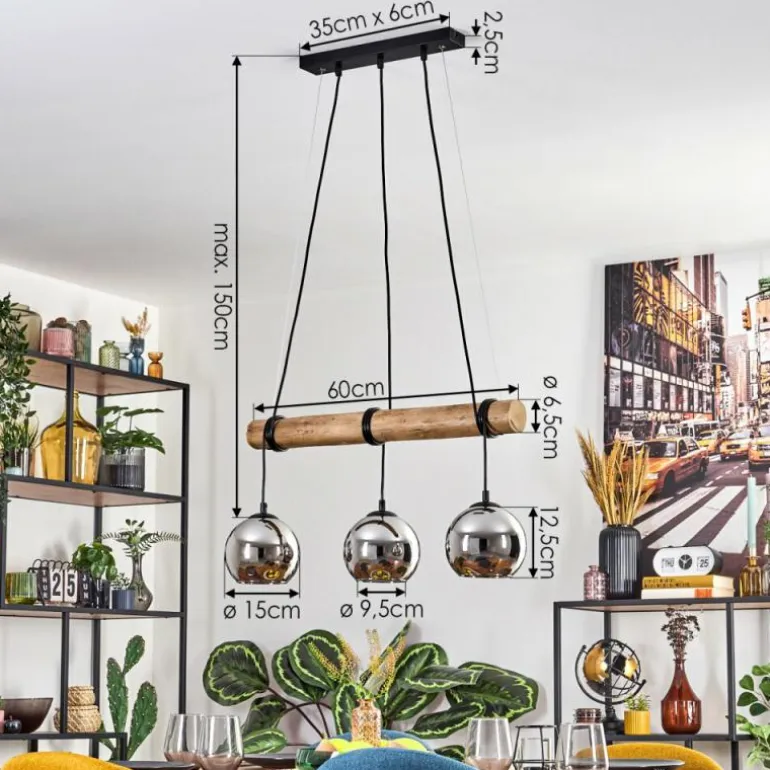 Koyoto Suspension, Boule lumineuse, Suspension Écru, Noir, 3 lumières