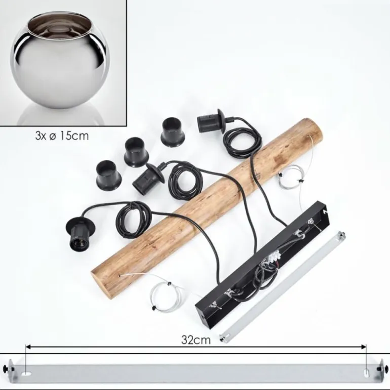 Koyoto Suspension, Boule lumineuse, Suspension Écru, Noir, 3 lumières