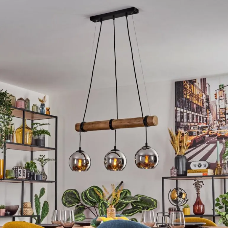 Koyoto Suspension, Boule lumineuse, Suspension Écru, Noir, 3 lumières