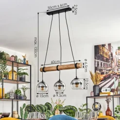 Koyoto Suspension, Boule lumineuse, Suspension Écru, Noir, 3 lumières