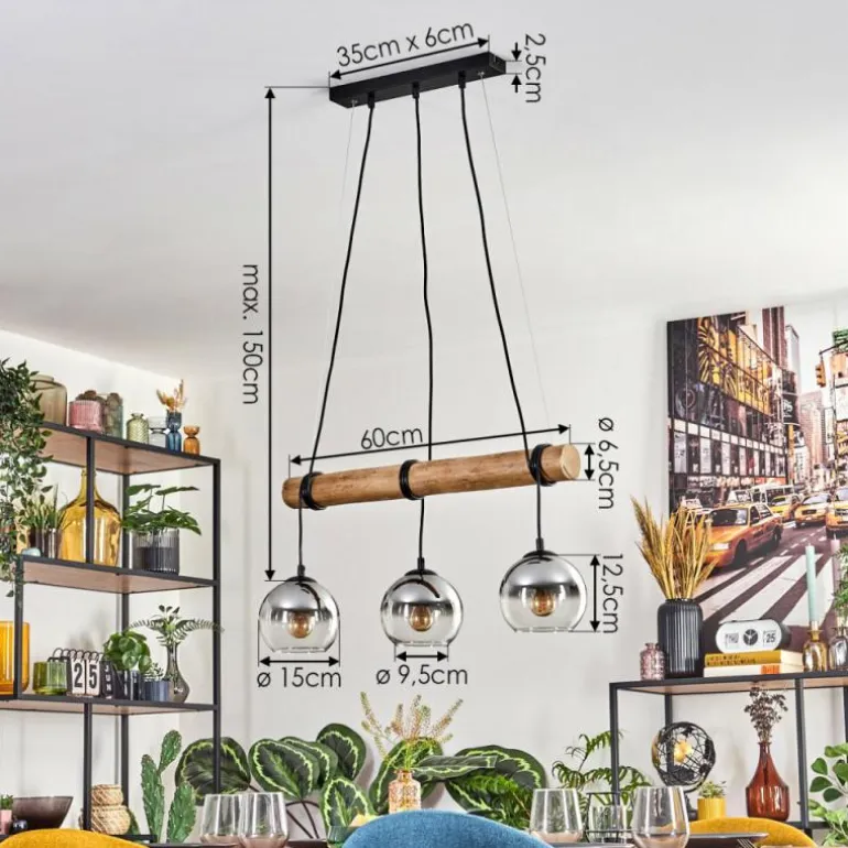 Koyoto Suspension, Boule lumineuse, Suspension Écru, Noir, 3 lumières