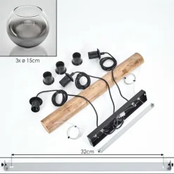Koyoto Suspension, Boule lumineuse, Suspension Écru, Noir, 3 lumières