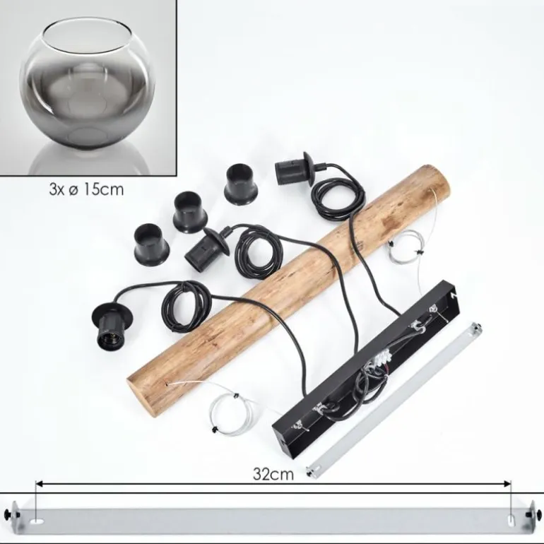 Koyoto Suspension, Boule lumineuse, Suspension Écru, Noir, 3 lumières