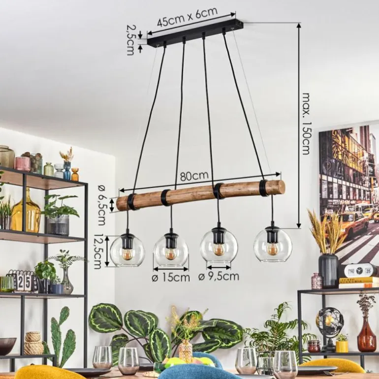 Koyoto Suspension, Boule lumineuse, Suspension Écru, Noir, 4 lumières