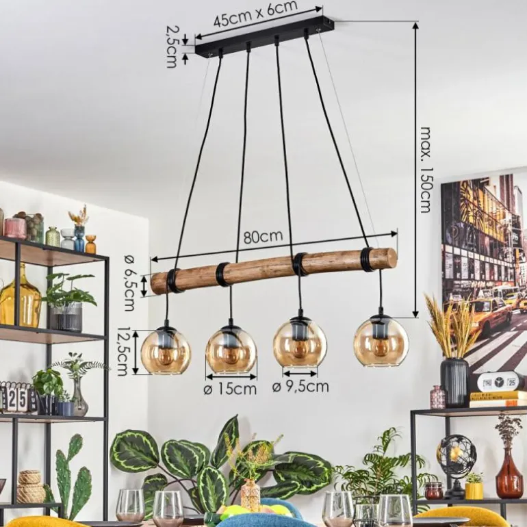 Koyoto Suspension, Boule lumineuse, Suspension Écru, Noir, 4 lumières
