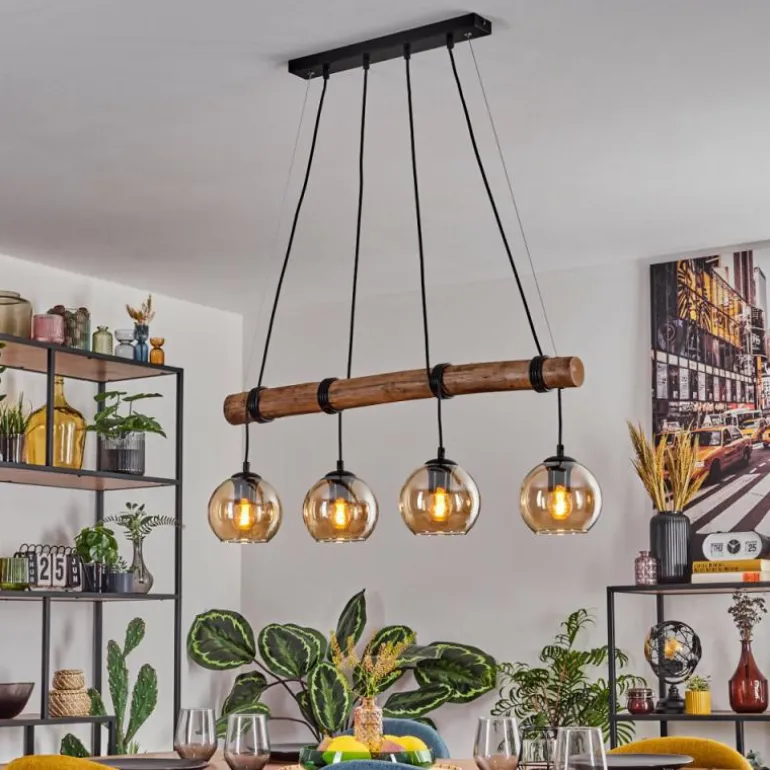 Koyoto Suspension, Boule lumineuse, Suspension Écru, Noir, 4 lumières