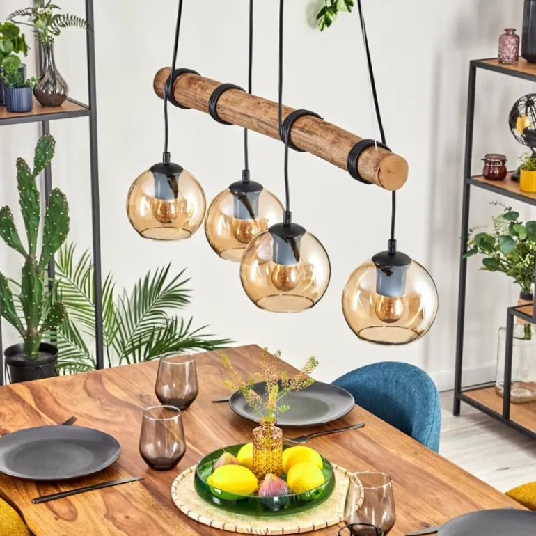 Koyoto Suspension, Boule lumineuse, Suspension Écru, Noir, 4 lumières
