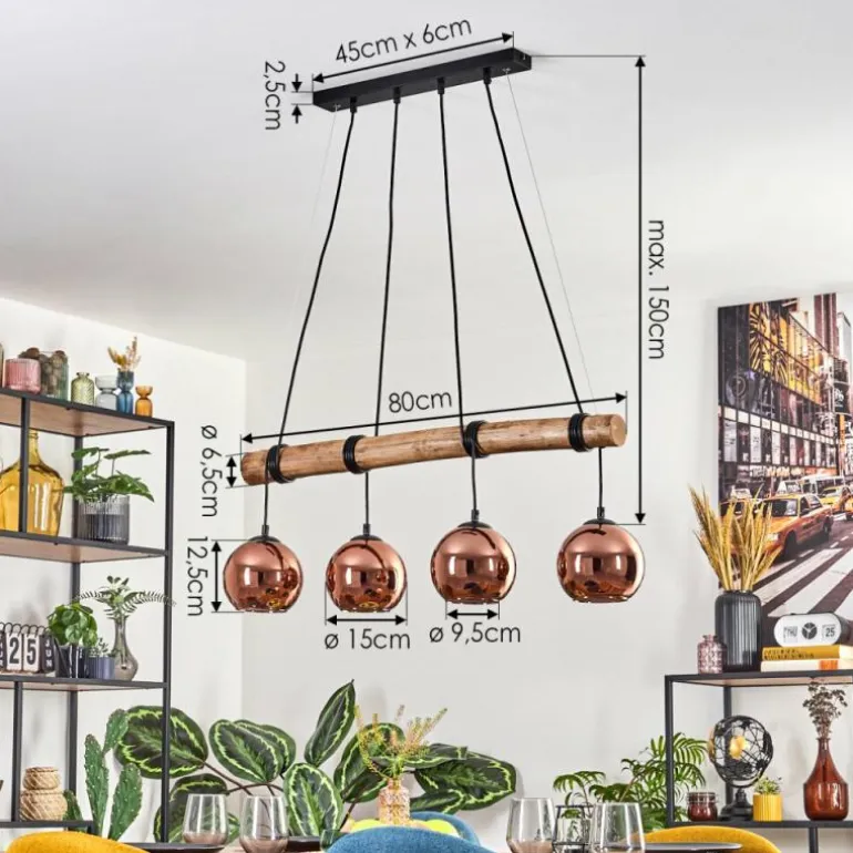 Koyoto Suspension, Boule lumineuse, Suspension Écru, Noir, 4 lumières