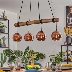 Koyoto Suspension, Boule lumineuse, Suspension Écru, Noir, 4 lumières