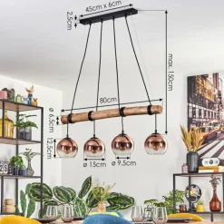 Koyoto Suspension, Boule lumineuse, Suspension Écru, Noir, 4 lumières