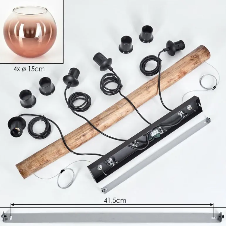 Koyoto Suspension, Boule lumineuse, Suspension Écru, Noir, 4 lumières