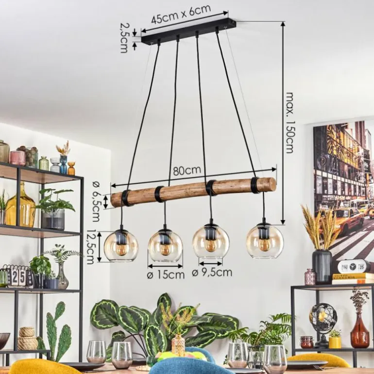 Koyoto Suspension, Boule lumineuse, Suspension Écru, Noir, 4 lumières