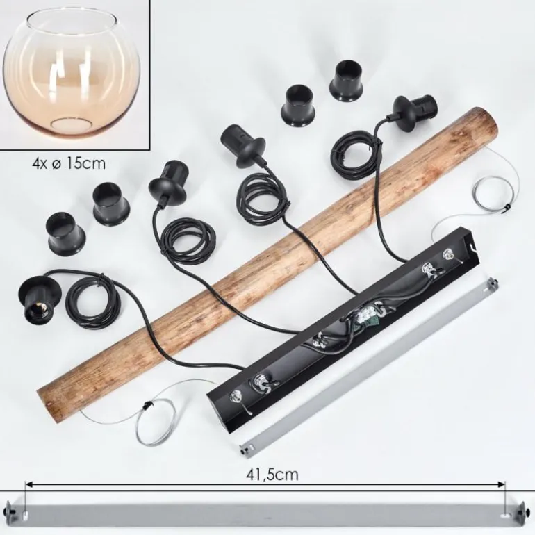 Koyoto Suspension, Boule lumineuse, Suspension Écru, Noir, 4 lumières