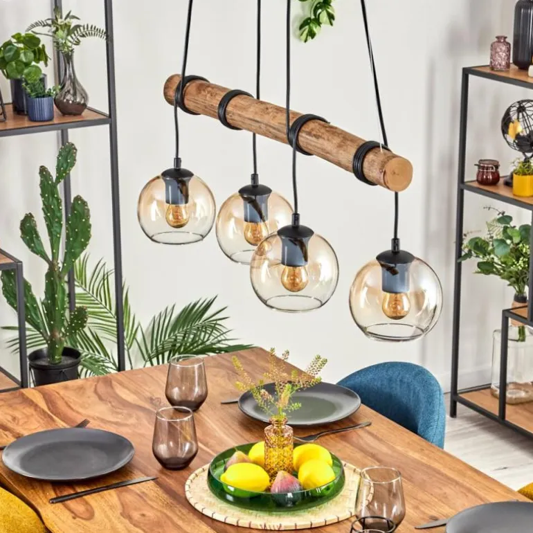 Koyoto Suspension, Boule lumineuse, Suspension Écru, Noir, 4 lumières