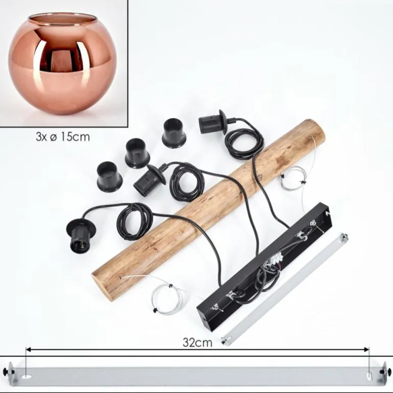 Koyoto Suspension, Boule lumineuse, Suspension Écru, Noir, 3 lumières