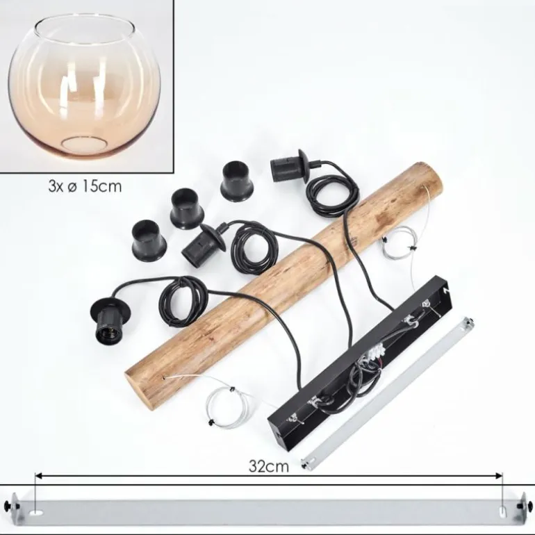 Koyoto Suspension, Boule lumineuse, Suspension Écru, Noir, 3 lumières