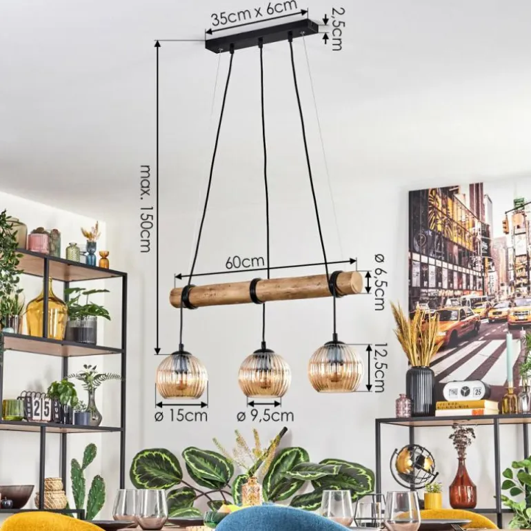 Koyoto Suspension, Boule lumineuse, Suspension Écru, Noir, 3 lumières