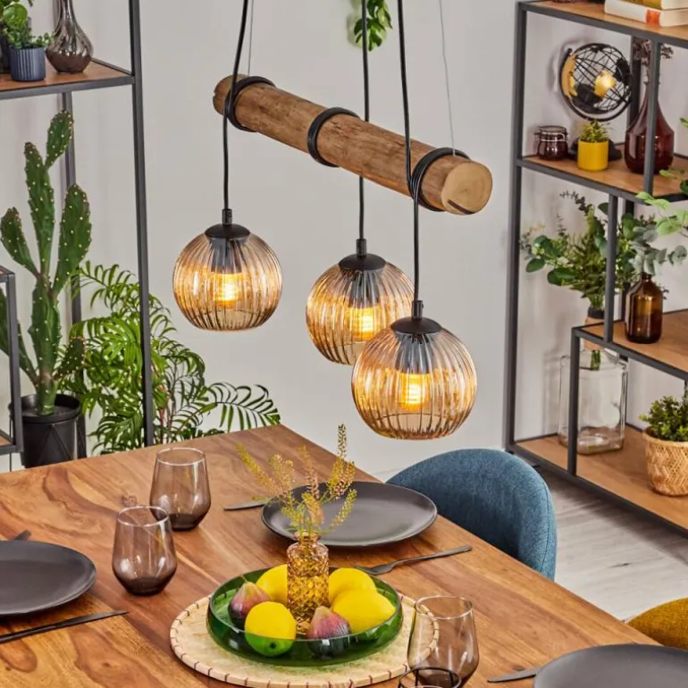Koyoto Suspension, Boule lumineuse, Suspension Écru, Noir, 3 lumières