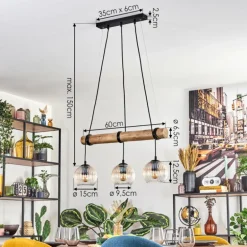 Koyoto Suspension, Boule lumineuse, Suspension Écru, Noir, 3 lumières