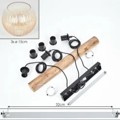 Koyoto Suspension, Boule lumineuse, Suspension Écru, Noir, 3 lumières