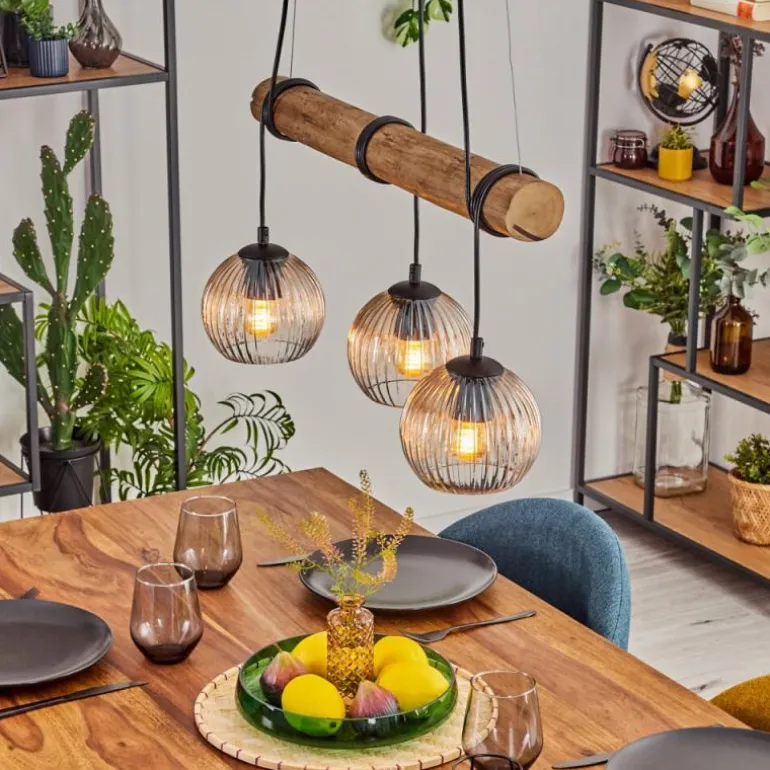 Koyoto Suspension, Boule lumineuse, Suspension Écru, Noir, 3 lumières