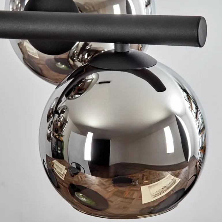 Koyoto Suspension, Boule lumineuse, Suspension Chrome, Fumé, 8 lumières