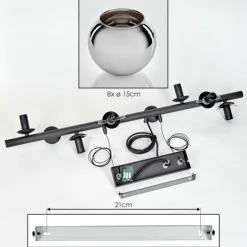 Koyoto Suspension, Boule lumineuse, Suspension Chrome, Fumé, 8 lumières
