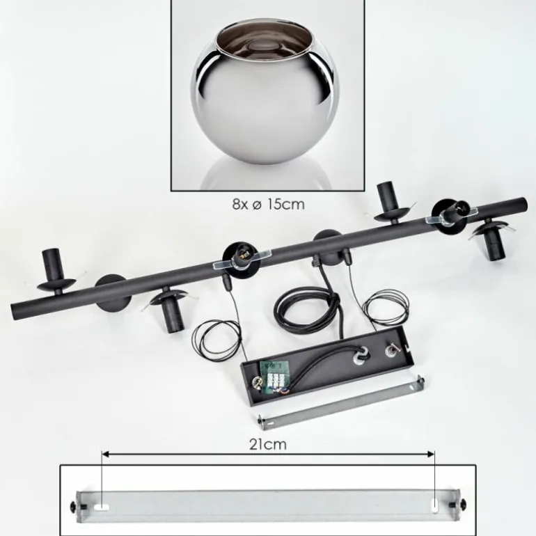 Koyoto Suspension, Boule lumineuse, Suspension Chrome, Fumé, 8 lumières