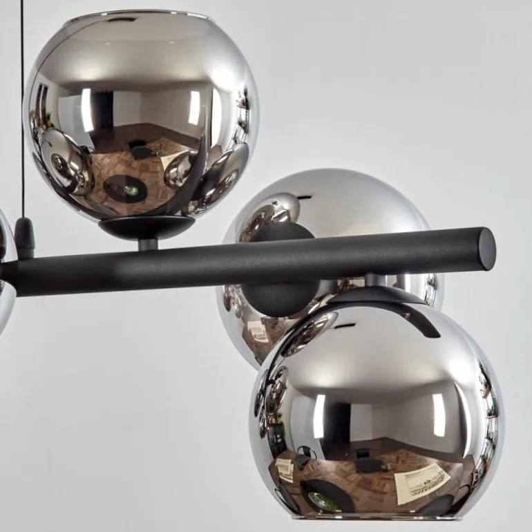 Koyoto Suspension, Boule lumineuse, Suspension Chrome, Fumé, 8 lumières