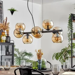 Koyoto Suspension, Boule lumineuse, Suspension Ambre, Fumé, 8 lumières