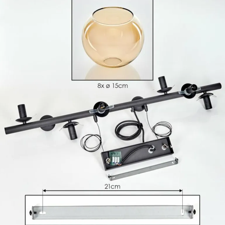 Koyoto Suspension, Boule lumineuse, Suspension Ambre, Fumé, 8 lumières