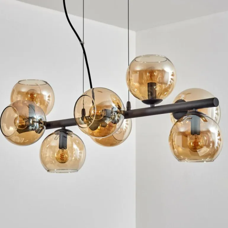 Koyoto Suspension, Boule lumineuse, Suspension Ambre, Fumé, 8 lumières