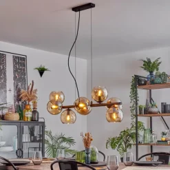 Koyoto Suspension, Boule lumineuse, Suspension Ambre, Fumé, 8 lumières