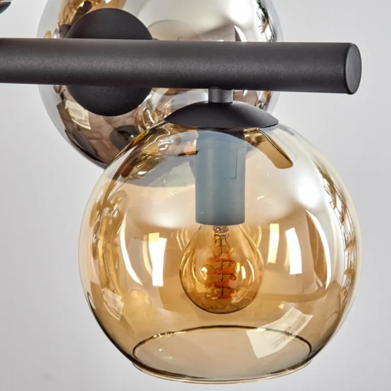 Koyoto Suspension, Boule lumineuse, Suspension Ambre, Chrome, Fumé, 8 lumières