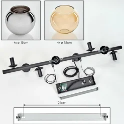 Koyoto Suspension, Boule lumineuse, Suspension Ambre, Chrome, Fumé, 8 lumières