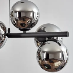 Koyoto Suspension, Boule lumineuse, Suspension Chrome, Fumé, 8 lumières