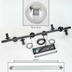 Koyoto Suspension, Boule lumineuse, Suspension Chrome, Fumé, 8 lumières