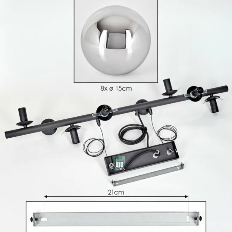 Koyoto Suspension, Boule lumineuse, Suspension Chrome, Fumé, 8 lumières