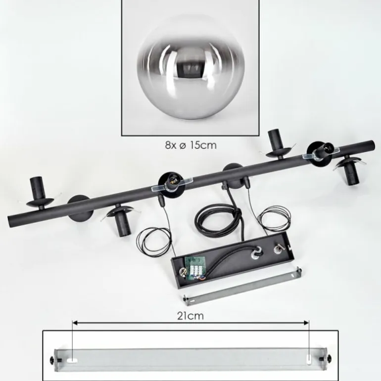 Koyoto Suspension, Boule lumineuse, Suspension Chrome, Clair, Fumé, 8 lumières