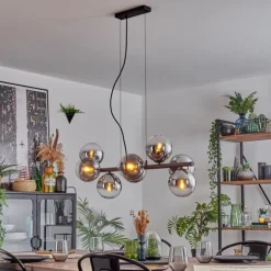 Koyoto Suspension, Boule lumineuse, Suspension Chrome, Clair, Fumé, 8 lumières