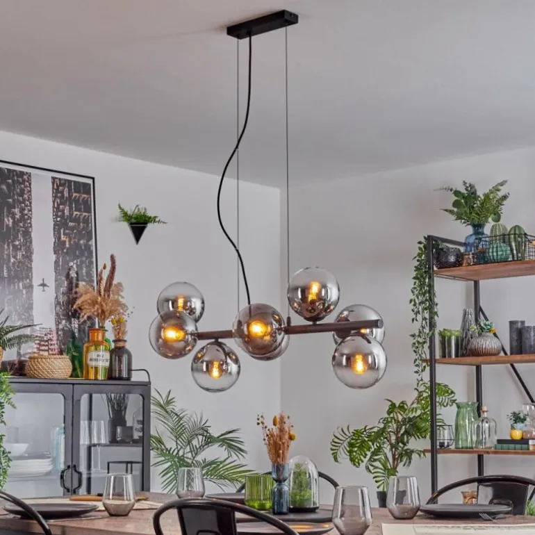 Koyoto Suspension, Boule lumineuse, Suspension Chrome, Clair, Fumé, 8 lumières