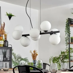 Koyoto Suspension, Boule lumineuse, Suspension Blanc, 8 lumières